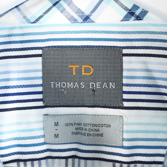 Thomas Dean 100% Pima Cotton Stripe Button Down - Picture 6 of 8
